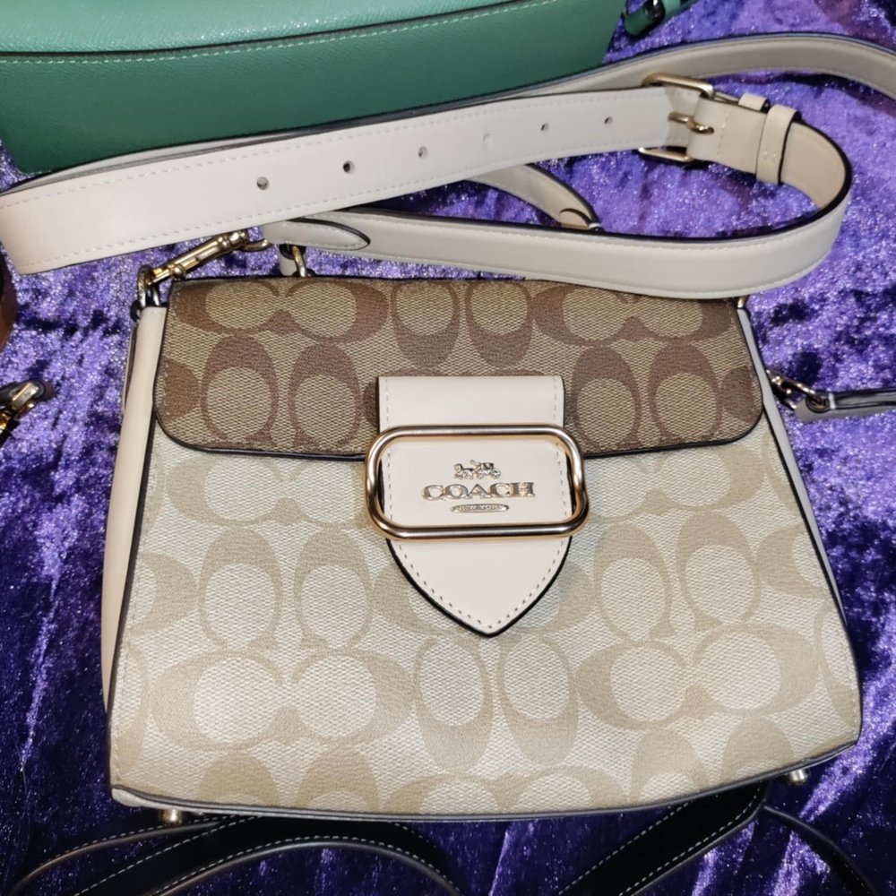 Coach Signature Beige and Cream Crossbody Bag